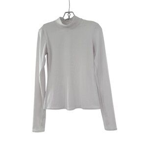 Alo Yoga Womens Ribbed Long Sleeve Mockneck Top Thumbhole Size S White